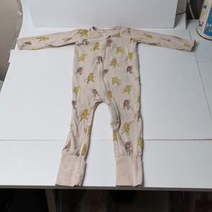 Wilson + Frenchy Baby Zip Romper 12-18 Months Organic Cotton Animal Print Tan